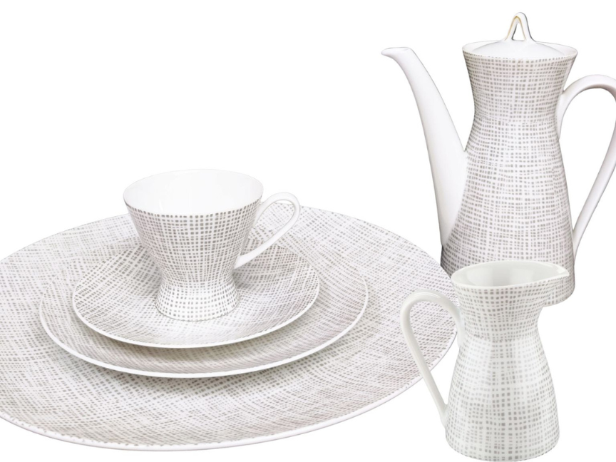 Rosenthal Form 2000 porcelain tableware set with fine crosshatch pattern