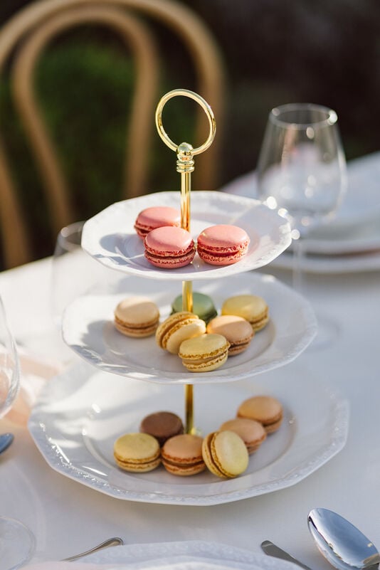 Cake Stand filled with macarons