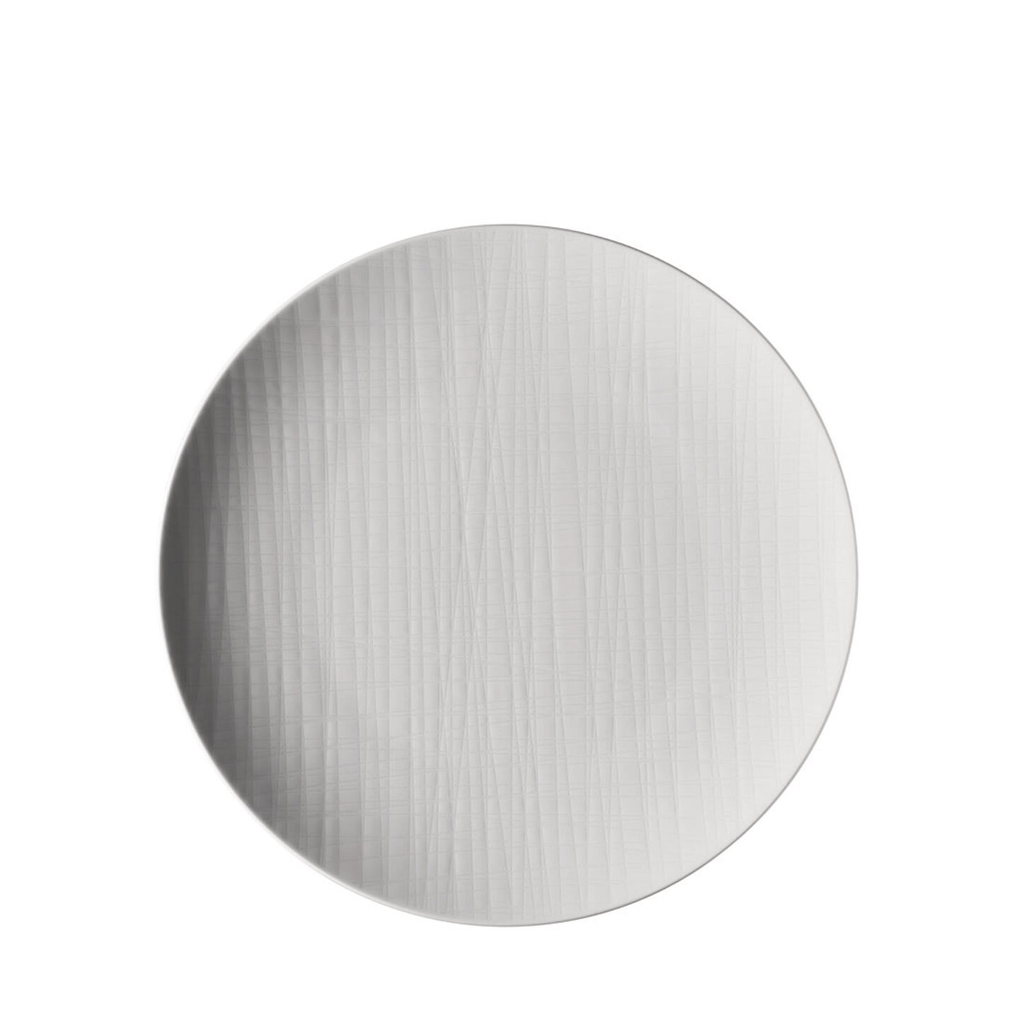 Mesh White dinner plate against a white background.