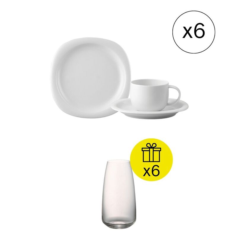 Ikonisches Fr&uuml;hst&uuml;cks-Set f&uuml;r 6, 18-tlg. Geschirr-Set mit Geschenk