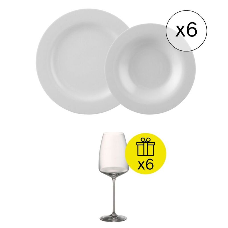 Dinnerware for 6, Iconic 12-piece set with Gift