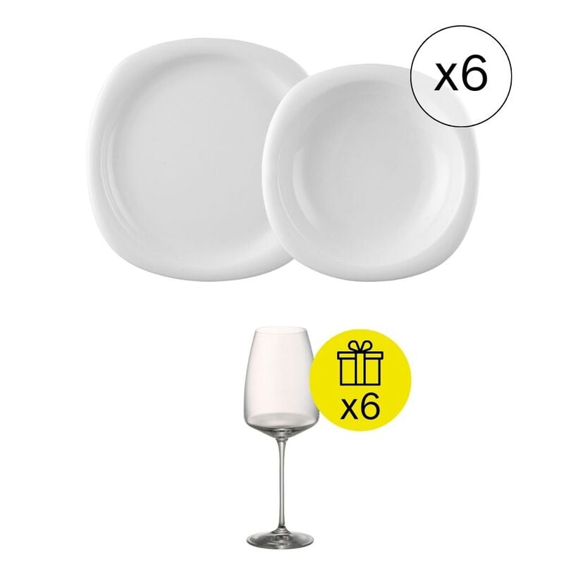 Service de table iconique pour 6, set de 12 pcs. avec cadeau