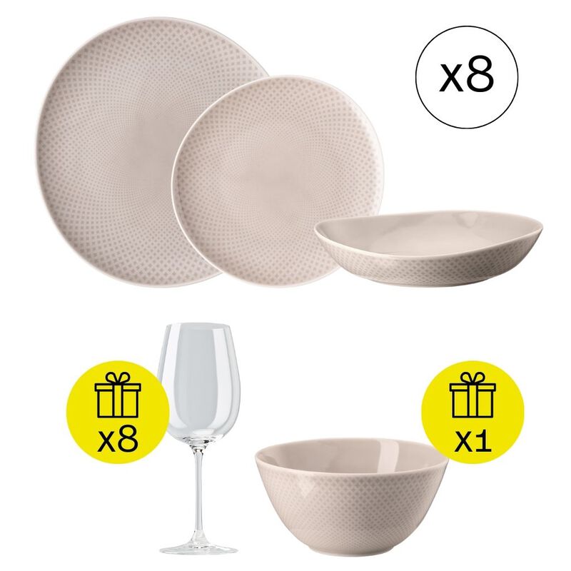 Set di Piatti per 8 persone, Casual 24 pezzi con Regalo