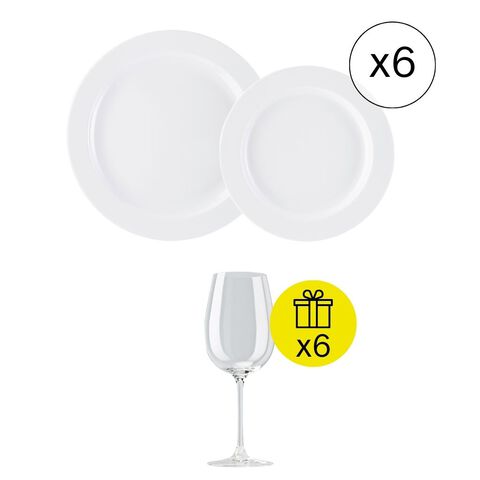 Dinnerware for 6, Iconic 12-piece set with Gift