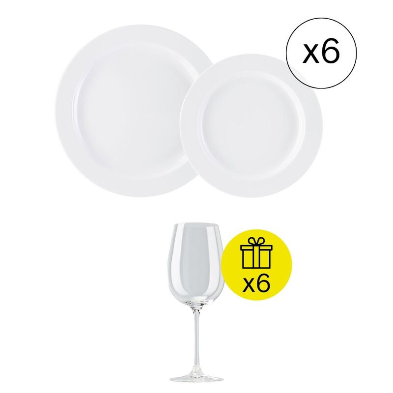 Service de table iconique pour 6, set de 12 pcs. avec cadeau