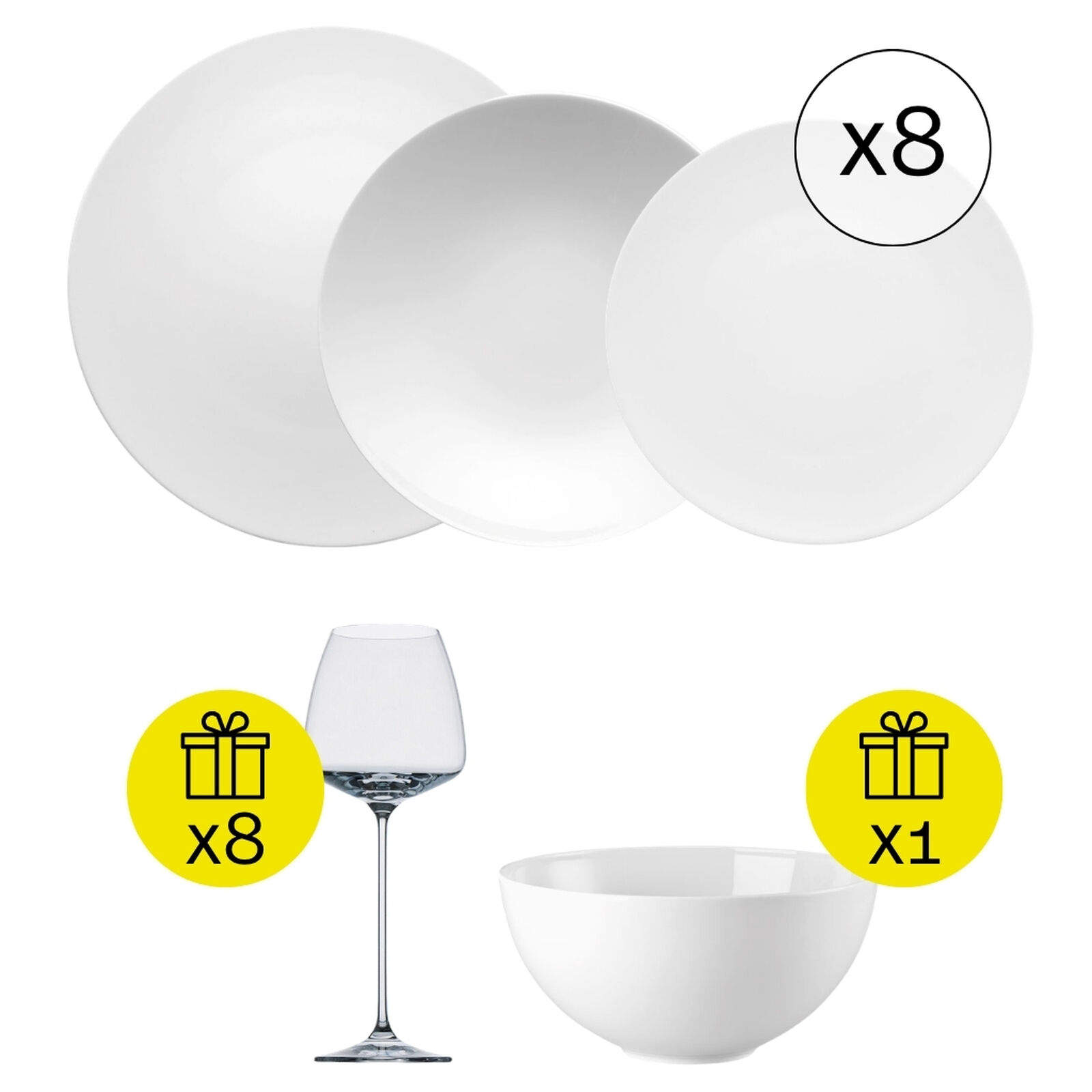 Ikonisches Tafelservice f&uuml;r 8, 24-tlg. Geschirr-Set mit Geschenk image number null