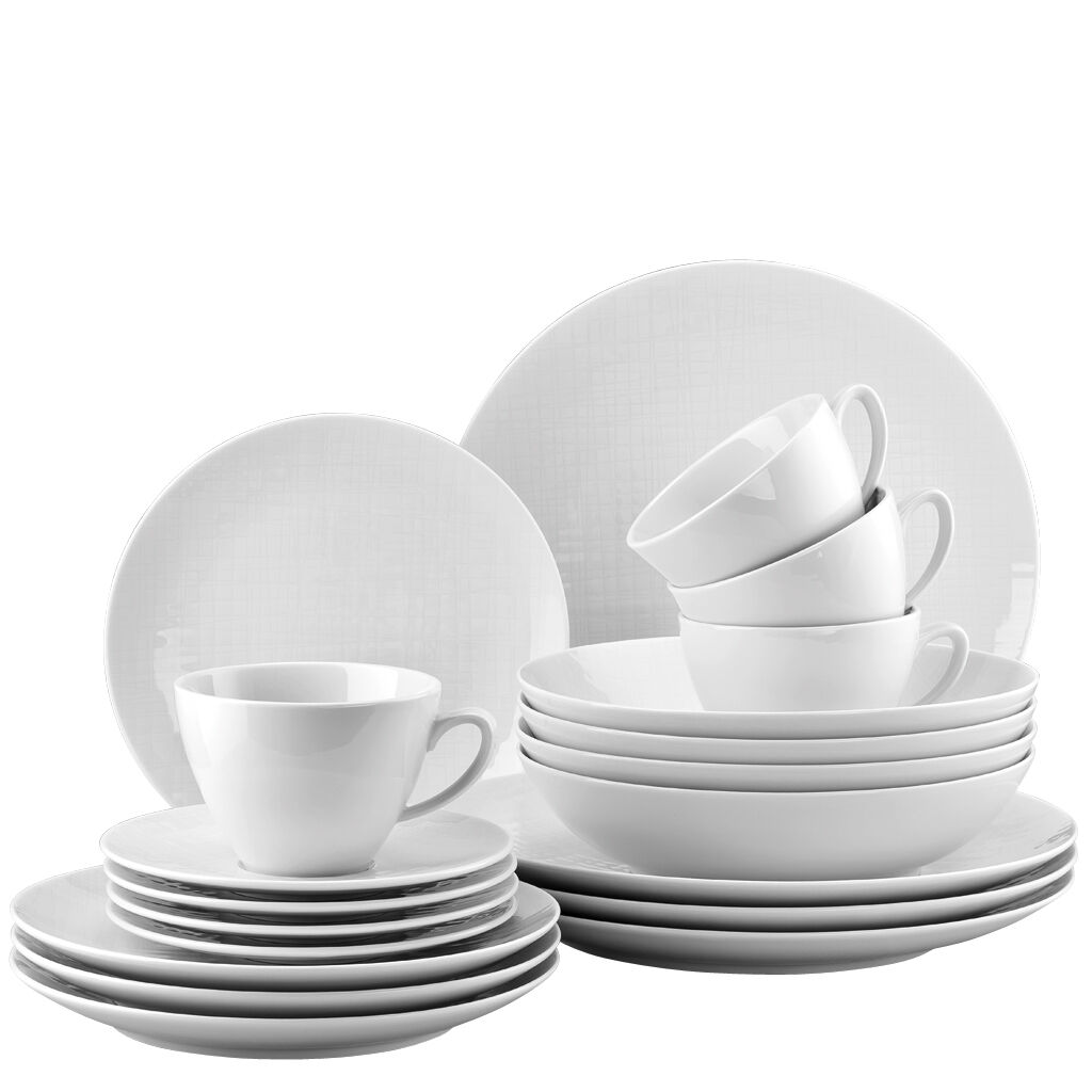 Rosenthal Porcelain, Set 20 pcs./combi cup & saucer, Mesh White