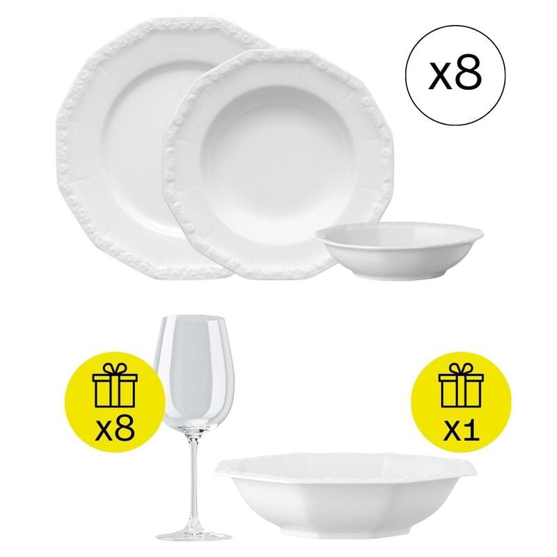 Traditionelles Tafelservice f&uuml;r 8, 24-tlg. Geschirr-Set mit Geschenk