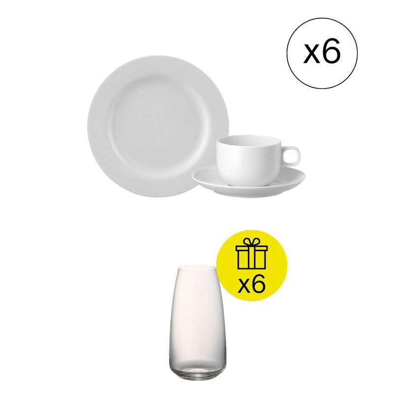 Ikonisches Fr&uuml;hst&uuml;cks-Set f&uuml;r 6, 18-tlg. Geschirr-Set mit Geschenk
