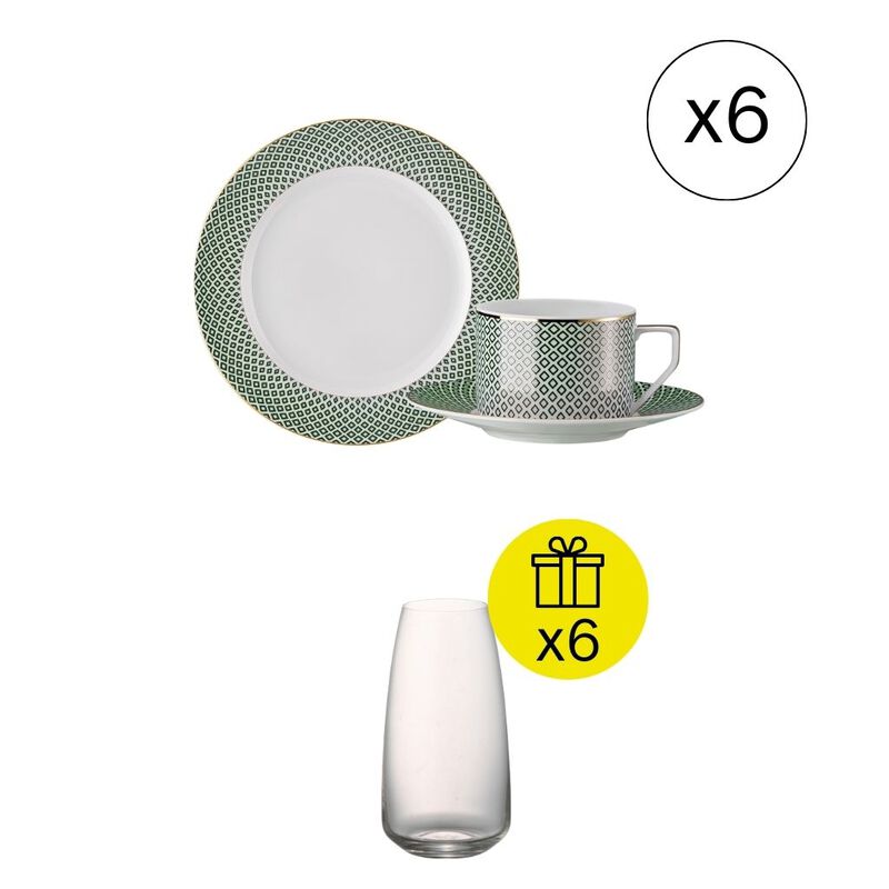 Set da Colazione per 6 persone, Premium 18-pezzi con Regalo