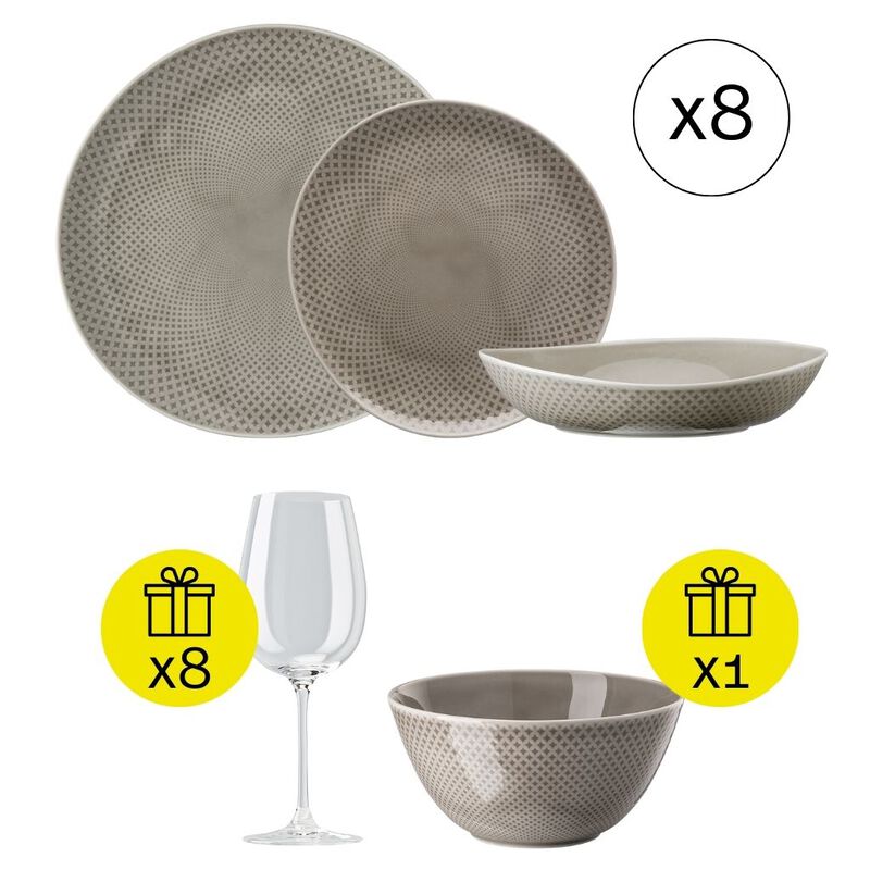 Dinnerware for 8, Casual 24-piece set with Gift