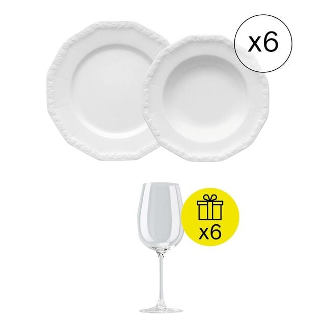 Set di Piatti per 6 persone, Tradizionale 12 pezzi con Regalo image number 0