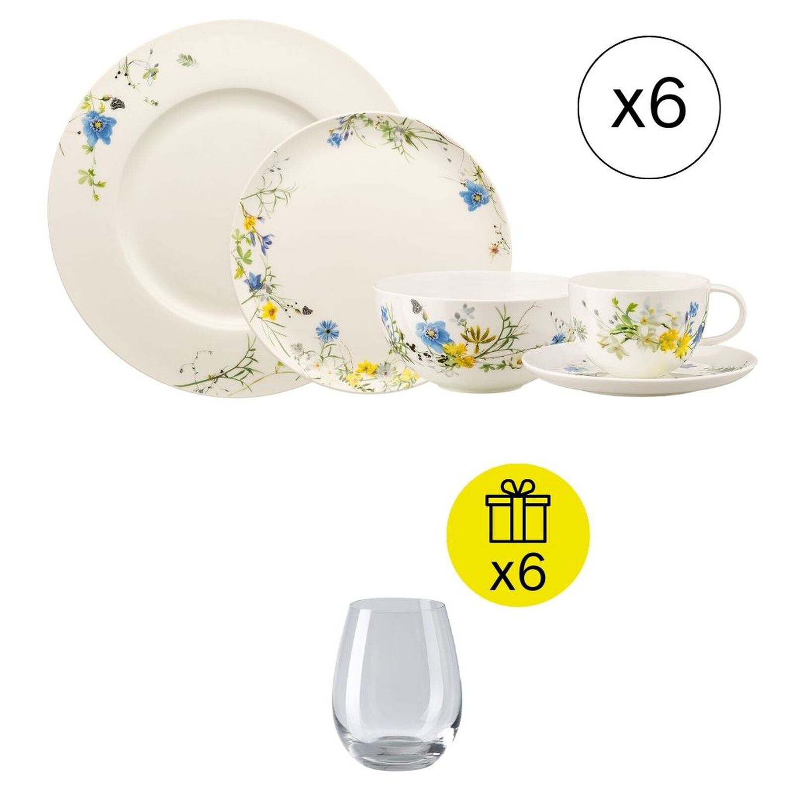 Traditionelles Frühstücks-Set für 6, 30-tlg. Geschirr-Set mit Geschenk image number null