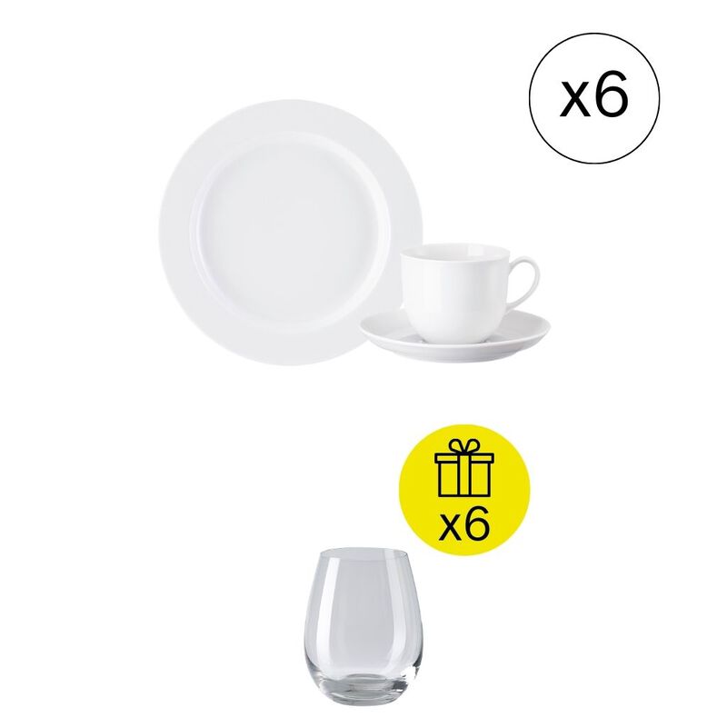 Set da Colazione per 6 persone, Iconico 18-pezzi con Regalo
