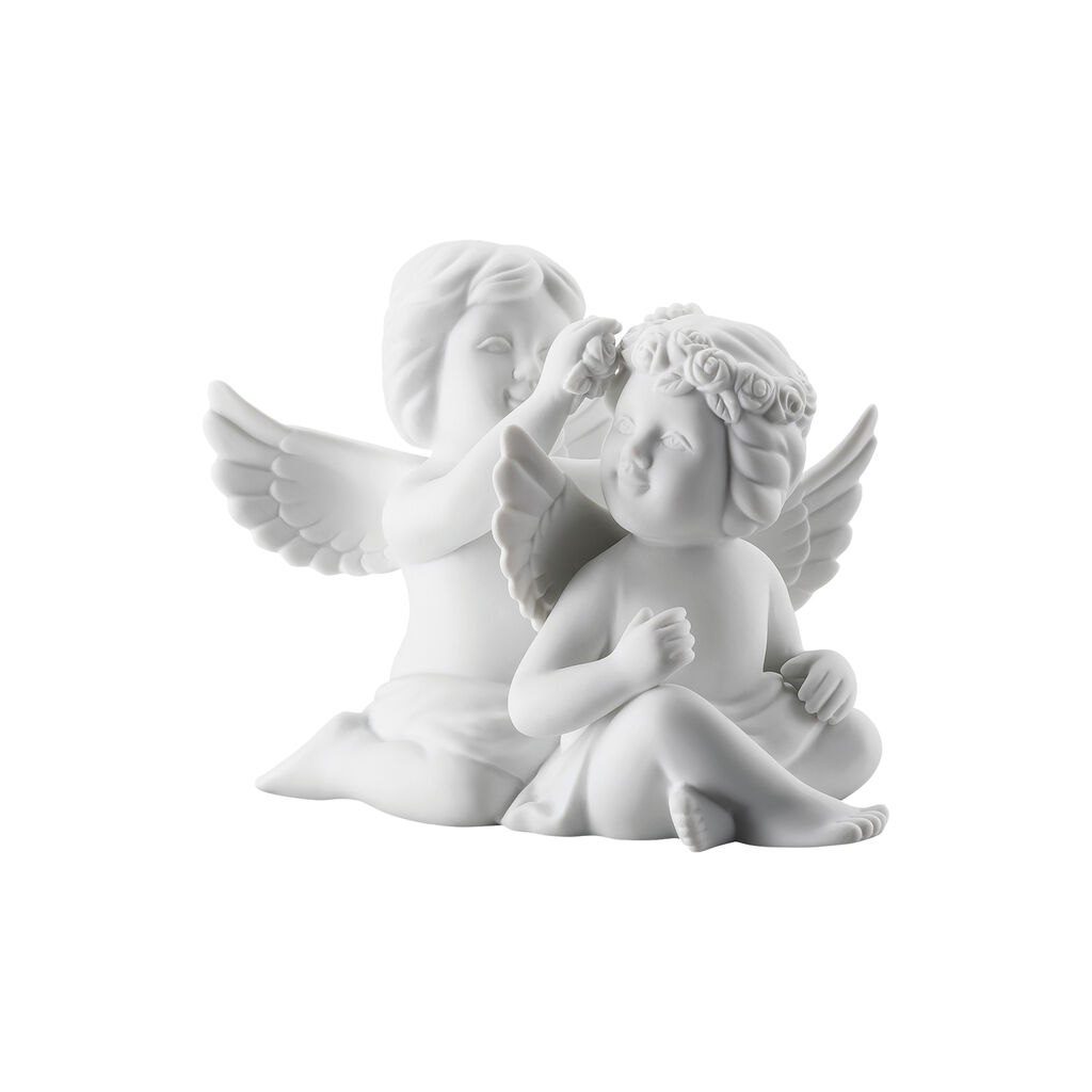 Pair of angels with floral wreath image number 0