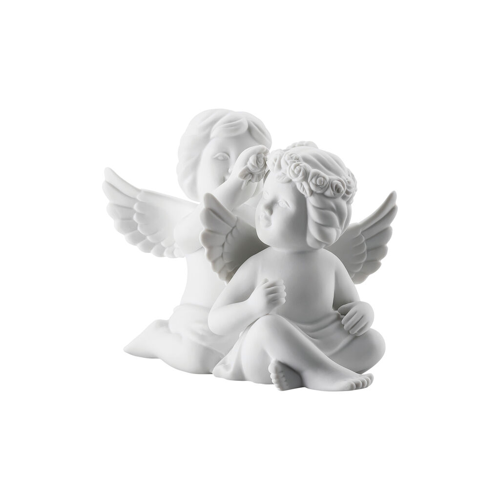 Pair of angels with floral wreath image number 1