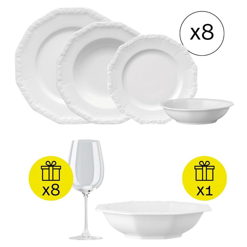Traditionelles Tafelservice f&uuml;r 8, 32-tlg. Geschirr-Set mit Geschenk