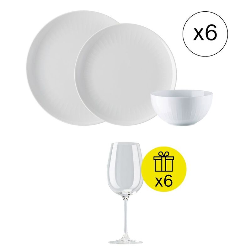 Service de table moderne pour 6, set de 18 pcs. avec cadeau
