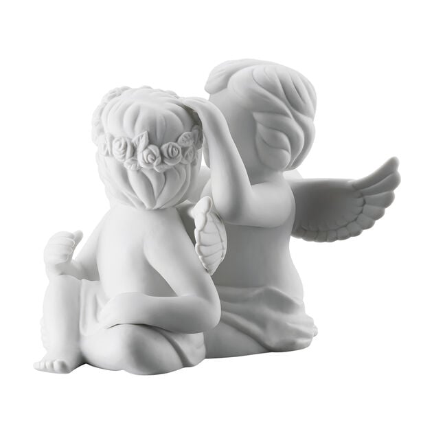 Pair of angels with floral wreath image number 1