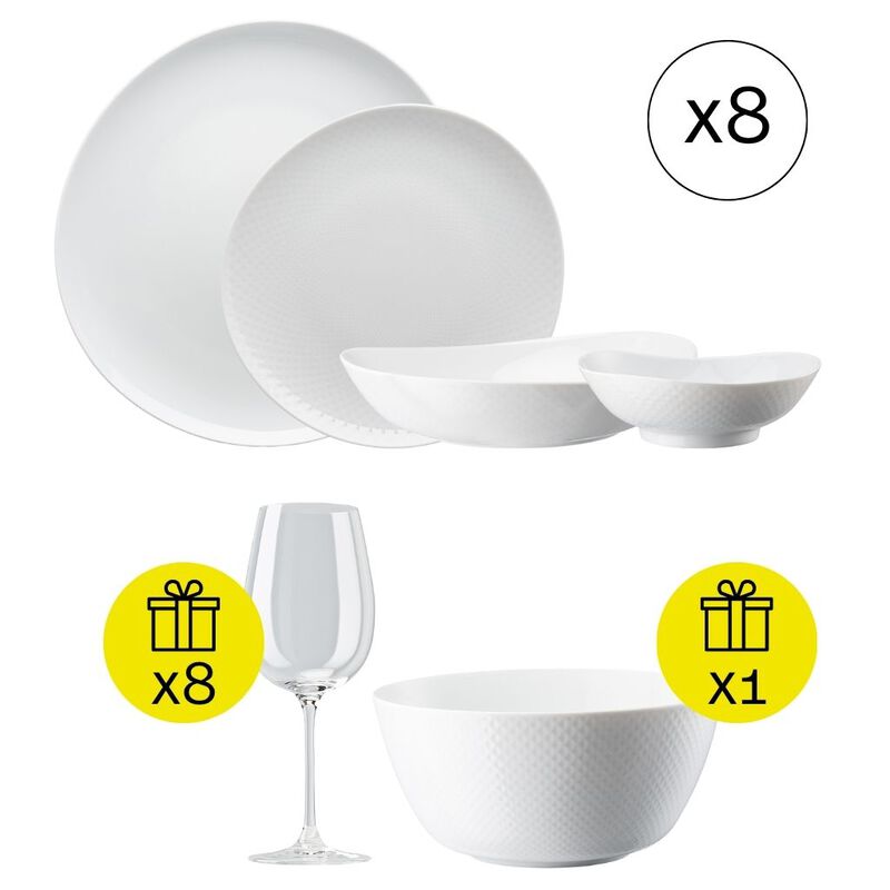Dinnerware for 8, Casual 32-piece set with Gift