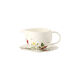 Die 2-tlg. Sauciere der Serie Brillance Bone China Fleurs Sauvages von Rosenthal, freigestellt vor wei&szlig;em Hintergrund.