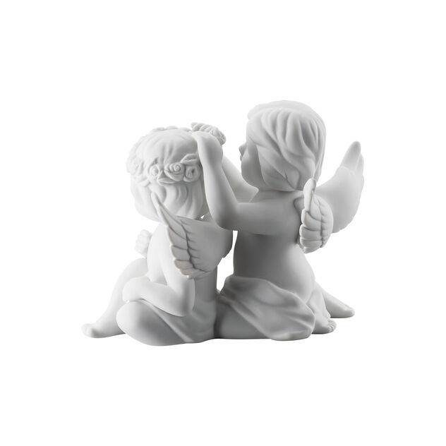 Paire d'anges avec couronne de fleurs image number 2