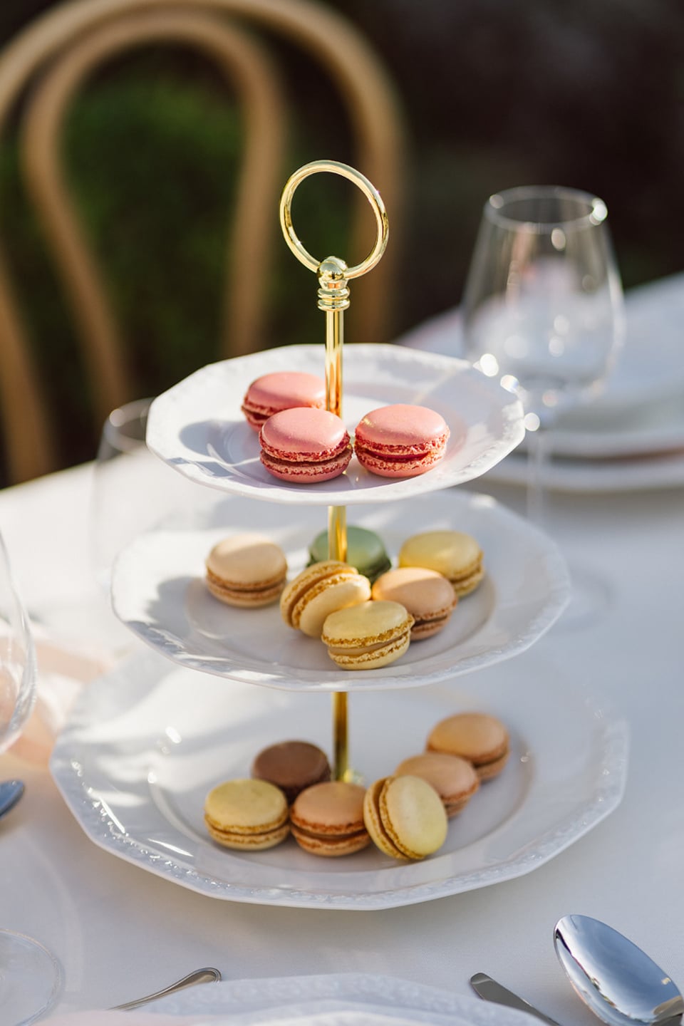 Cake Stand filled with macarons
