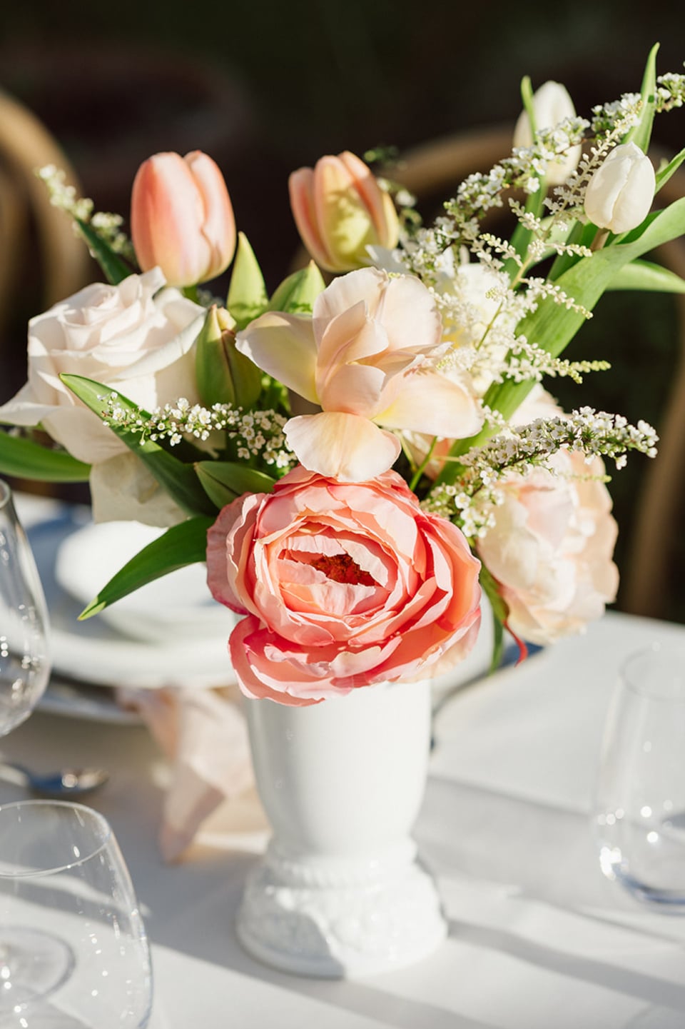 Floral vase filled with colourful flowers